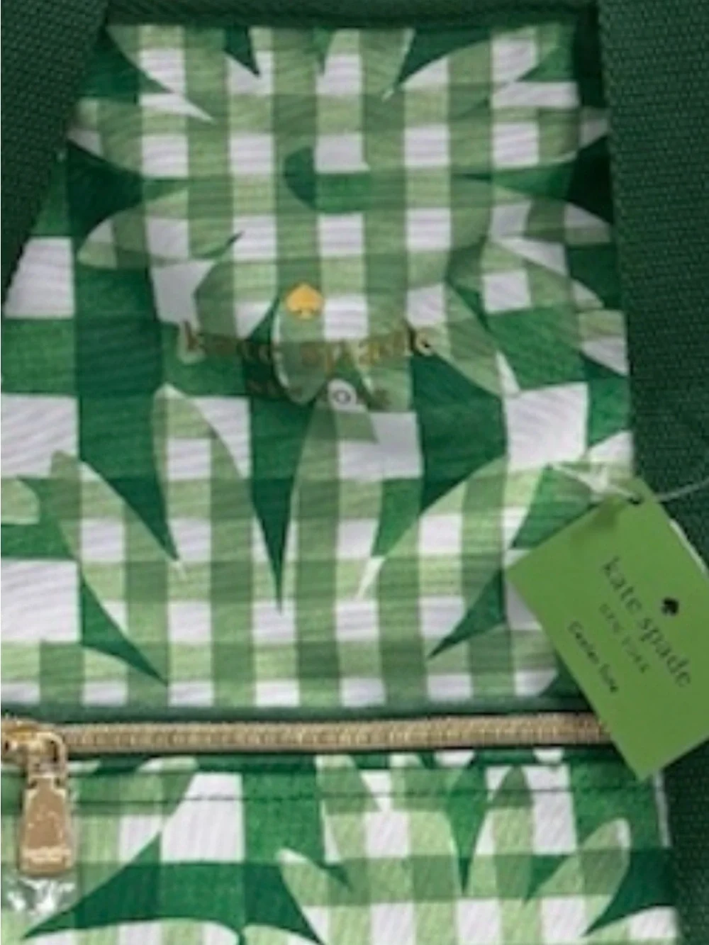 Kate Spade Green 2 Zippered Cooler Tote with Dark Green Straps ~ NWT